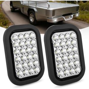 imageNilight Trailer Tail Light 2PCS 6Inch Oval 23 LED Red Amber Chrome Frame Marker Clearance Stop Brake Turn Signal Running Taillight IP67 Waterproof for Trailer Truck Pickup Camper RV2Pcs White 24Led Lights 5x3Inch