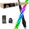 imageNilight LED Whip Light 1 PC 5FT COB RGB Spiral Lighted Antenna with Spring Base Bluetooth App amp Remote Control DIY Chasing Patterns amp Music Sync Safety Whips for ATV UTV RZR Polaris CanAm TruckRGBRemote Control