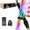 imageNilight LED Whip Light 1 PC 5FT COB RGB Spiral Lighted Antenna with Spring Base Bluetooth App amp Remote Control DIY Chasing Patterns amp Music Sync Safety Whips for ATV UTV RZR Polaris CanAm TruckRGBRemote Control