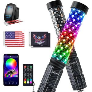 imageNilight LED Whip Light 1 PC 5FT COB RGB Spiral Lighted Antenna with Spring Base Bluetooth App amp Remote Control DIY Chasing Patterns amp Music Sync Safety Whips for ATV UTV RZR Polaris CanAm TruckRGB FatRemote APP Control