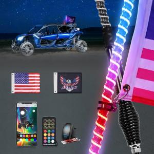 imageNilight LED Whip Light 1 PC 5FT COB RGB Spiral Lighted Antenna with Spring Base Bluetooth App amp Remote Control DIY Chasing Patterns amp Music Sync Safety Whips for ATV UTV RZR Polaris CanAm TruckRGB COBRemote APP Control
