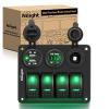 imageNilight  90115C 3 Gang Rocker Switch Panel Waterproof PreWired Aluminum Switch Panel with Dual USB Charger Socket amp Cigarette Lighter Socket 12V 24VDC ON Off Switch Panel for Cars Rvs TrucksGreen