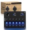 imageNilight  90115C 3 Gang Rocker Switch Panel Waterproof PreWired Aluminum Switch Panel with Dual USB Charger Socket amp Cigarette Lighter Socket 12V 24VDC ON Off Switch Panel for Cars Rvs TrucksBlue