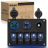 imageNilight  90115C 3 Gang Rocker Switch Panel Waterproof PreWired Aluminum Switch Panel with Dual USB Charger Socket amp Cigarette Lighter Socket 12V 24VDC ON Off Switch Panel for Cars Rvs TrucksBlue