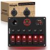 imageNilight  90115C 3 Gang Rocker Switch Panel Waterproof PreWired Aluminum Switch Panel with Dual USB Charger Socket amp Cigarette Lighter Socket 12V 24VDC ON Off Switch Panel for Cars Rvs TrucksRed
