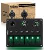 imageNilight  90115C 3 Gang Rocker Switch Panel Waterproof PreWired Aluminum Switch Panel with Dual USB Charger Socket amp Cigarette Lighter Socket 12V 24VDC ON Off Switch Panel for Cars Rvs TrucksGreen