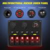 imageNilight  90115C 3 Gang Rocker Switch Panel Waterproof PreWired Aluminum Switch Panel with Dual USB Charger Socket amp Cigarette Lighter Socket 12V 24VDC ON Off Switch Panel for Cars Rvs TrucksRed
