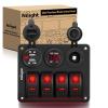 imageNilight  90115C 3 Gang Rocker Switch Panel Waterproof PreWired Aluminum Switch Panel with Dual USB Charger Socket amp Cigarette Lighter Socket 12V 24VDC ON Off Switch Panel for Cars Rvs TrucksRed