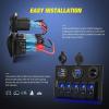 imageNilight  90115C 3 Gang Rocker Switch Panel Waterproof PreWired Aluminum Switch Panel with Dual USB Charger Socket amp Cigarette Lighter Socket 12V 24VDC ON Off Switch Panel for Cars Rvs TrucksBlue