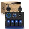 imageNilight  90115C 3 Gang Rocker Switch Panel Waterproof PreWired Aluminum Switch Panel with Dual USB Charger Socket amp Cigarette Lighter Socket 12V 24VDC ON Off Switch Panel for Cars Rvs TrucksBlue