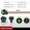 imageNilight 5Pcs Waterproof Round Rocker Toggle Yellow LED Switch 12V 20A 3 Pin ON Off SPST for Car Truck Boat Marine Automotive RV with Locked Terminal Wires5Pcs Green
