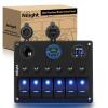 imageNilight 6 Gang Rocker Switch Panel Waterproof PreWired Aluminum Power Control Marine Panels with PD Type C and USB Cigarette Lighter Socket Voltmeter 12V 24V ON Off Switches for Car Trucks Boats RVsBlue
