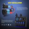 imageNilight 6 Gang Rocker Switch Panel Waterproof PreWired Aluminum Power Control Marine Panels with PD Type C and USB Cigarette Lighter Socket Voltmeter 12V 24V ON Off Switches for Car Trucks Boats RVsBlue