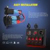 imageNilight 8 Gang Rocker Switch Panel Waterproof PreWired Marine with Resettable Circuit Breaker LED Backlight 5A 10A 15A Breakers 12V 24V ON Off 3 PIN Toggle Switches for Car Truck Boat RVRed