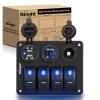 imageNilight 8 Gang Rocker Switch Panel Waterproof PreWired Marine with Resettable Circuit Breaker LED Backlight 5A 10A 15A Breakers 12V 24V ON Off 3 PIN Toggle Switches for Car Truck Boat RVBlue