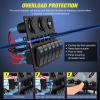 imageNilight 8 Gang Rocker Switch Panel Waterproof PreWired Marine with Resettable Circuit Breaker LED Backlight 5A 10A 15A Breakers 12V 24V ON Off 3 PIN Toggle Switches for Car Truck Boat RVBlue