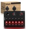 imageNilight 8 Gang Rocker Switch Panel Waterproof PreWired Marine with Resettable Circuit Breaker LED Backlight 5A 10A 15A Breakers 12V 24V ON Off 3 PIN Toggle Switches for Car Truck Boat RVRed