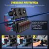 imageNilight 8 Gang Rocker Switch Panel Waterproof PreWired Marine with Resettable Circuit Breaker LED Backlight 5A 10A 15A Breakers 12V 24V ON Off 3 PIN Toggle Switches for Car Truck Boat RVRed
