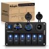 imageNilight  90115C 3 Gang Rocker Switch Panel Waterproof PreWired Aluminum Switch Panel with Dual USB Charger Socket amp Cigarette Lighter Socket 12V 24VDC ON Off Switch Panel for Cars Rvs TrucksPower Control Blue
