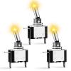 imageNilight 3PCS White LED Toggle Switches 12V 20A 3 Pin 2 Position ON Off SPST Heavy Duty Rocker Switch for Auto Car Marine RV Vehicles Truck Boat Dash3PCS LED Switch Amber