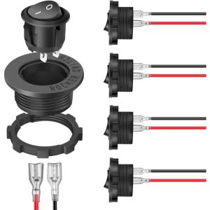 imageNilight 12PCS Round Rocker Switches 12V 24V 20A Red LED Toggle swtiches SPST 3 Pin 2 Position for Car Truck Vehicle Boat Marine Rocker On Off Control5PCS Switch  Switch Holder