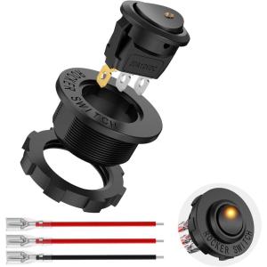 imageNilight 12PCS Round Rocker Switches 12V 24V 20A Red LED Toggle swtiches SPST 3 Pin 2 Position for Car Truck Vehicle Boat Marine Rocker On Off ControlAmber LED Switch  Switch Holder