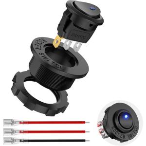 imageNilight 12PCS Round Rocker Switches 12V 24V 20A Red LED Toggle swtiches SPST 3 Pin 2 Position for Car Truck Vehicle Boat Marine Rocker On Off ControlBlue LED Switch  Switch Holder