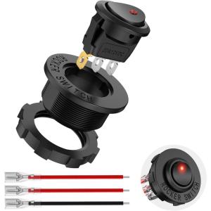 imageNilight 12PCS Round Rocker Switches 12V 24V 20A Red LED Toggle swtiches SPST 3 Pin 2 Position for Car Truck Vehicle Boat Marine Rocker On Off ControlRed LED Switch  Switch Holder