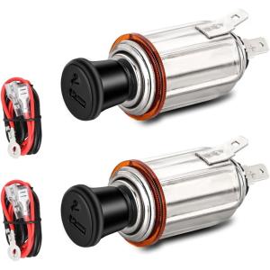 imageNilight 12V Cigarette Lighter Car Replacement Socket with Terminals Wires Builtin Fuse auto Cigarette Lighter Adapter Push Button car Accessory Replacement Plug for Car Truck RV ATV UTV Marine Boat2 Packs