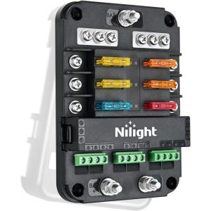 imageNilight 12V24V Camping Electrical System Centre Battery Power Control Box Fuse Block Switches Cigar Socket Voltmeter USB Charger Anderson Connector Ideal for RV Car Canopy Caravan Camper Trailer Van6Way Fuse Block wRelay