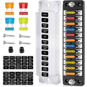 imageNilight 12V24V Camping Electrical System Centre Battery Power Control Box Fuse Block Switches Cigar Socket Voltmeter USB Charger Anderson Connector Ideal for RV Car Canopy Caravan Camper Trailer Van12 Way Fuse Block
