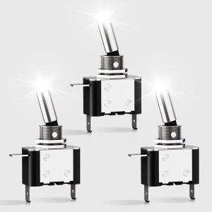 imageNilight 3PCS White LED Toggle Switches 12V 20A 3 Pin 2 Position ON Off SPST Heavy Duty Rocker Switch for Auto Car Marine RV Vehicles Truck Boat Dash3PCS LED Switch White