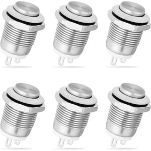 imageNilight 5Pcs Waterproof Round Rocker Toggle Yellow LED Switch 12V 20A 3 Pin ON Off SPST for Car Truck Boat Marine Automotive RV with Locked Terminal Wires6PCS 12mm Momentary Switch Steel