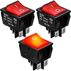 imageNilight 5Pcs Waterproof Round Rocker Toggle Yellow LED Switch 12V 20A 3 Pin ON Off SPST for Car Truck Boat Marine Automotive RV with Locked Terminal Wires3PCS Rocker Switches Red LED