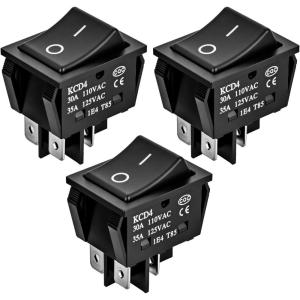 imageNilight 5Pcs Waterproof Round Rocker Toggle Yellow LED Switch 12V 20A 3 Pin ON Off SPST for Car Truck Boat Marine Automotive RV with Locked Terminal Wires3PCS Rocker Switches