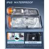 imageNilight Headlight and Taillight Assembly Combo Compatible with 2004 2005 2006 2007 2008 2009 2010 2011 2012 Chevy Colorado GMC Canyon OE Style Black Housing Amber Reflector with Red Tail LightChrome Housing  Amber Reflector