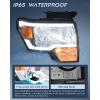 imageNilight Taillight Assembly Compatible with 2009 2010 2011 2012 2013 2014 Ford F150 Incandescent Type Styleside Upgrade LED Tube tail lights Rear Brake LampsChrome Housing  Amber Reflector DRL