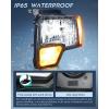 imageNilight Taillight Assembly Compatible with 2009 2010 2011 2012 2013 2014 Ford F150 Incandescent Type Styleside Upgrade LED Tube tail lights Rear Brake LampsBlack Housing  Amber Reflector
