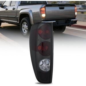 imageNilight Headlight and Taillight Assembly Combo Compatible with 2004 2005 2006 2007 2008 2009 2010 2011 2012 Chevy Colorado GMC Canyon OE Style Black Housing Amber Reflector with Red Tail LightSmoke RedDriver Side