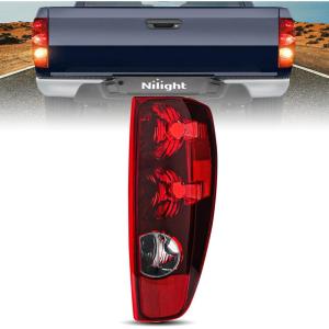 imageNilight Headlight and Taillight Assembly Combo Compatible with 2004 2005 2006 2007 2008 2009 2010 2011 2012 Chevy Colorado GMC Canyon OE Style Black Housing Amber Reflector with Red Tail LightRedPassenger Side