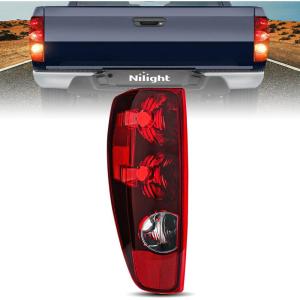 imageNilight Headlight and Taillight Assembly Combo Compatible with 2004 2005 2006 2007 2008 2009 2010 2011 2012 Chevy Colorado GMC Canyon OE Style Black Housing Amber Reflector with Red Tail LightRedDriver Side