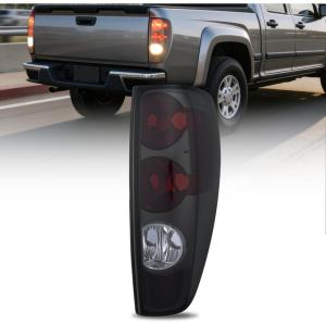 imageNilight Headlight and Taillight Assembly Combo Compatible with 2004 2005 2006 2007 2008 2009 2010 2011 2012 Chevy Colorado GMC Canyon OE Style Black Housing Amber Reflector with Red Tail LightSmoke RedPassenger Side