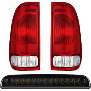 imageNilight Tail light  3rd Third Brake Light Assembly Compatible with 1999 2000 2001 2002 2003 2004 2005 2006 2007 F250 F350 F450 F550 Super Duty Dark Red Taillight with High Mount Brake Rear Cargo LampRed w3rd Brake Light