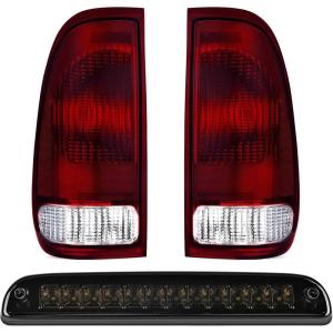 imageNilight Tail light  3rd Third Brake Light Assembly Compatible with 1999 2000 2001 2002 2003 2004 2005 2006 2007 F250 F350 F450 F550 Super Duty Dark Red Taillight with High Mount Brake Rear Cargo LampDark Red w3rd Brake Light