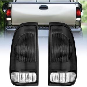 imageNilight Tail light  3rd Third Brake Light Assembly Compatible with 1999 2000 2001 2002 2003 2004 2005 2006 2007 F250 F350 F450 F550 Super Duty Dark Red Taillight with High Mount Brake Rear Cargo LampSmokePair