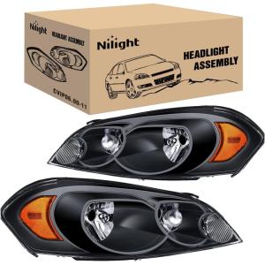 imageNilight Taillight Assembly Compatible with 2006 2007 2008 2009 2010 2011 2012 2013 Chevy Impala 2014 2015 2016 Chevrolet Impala Limited Rear Tail Light Left Drive SideBlack Housing  Amber Reflector