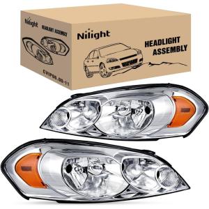imageNilight Taillight Assembly Compatible with 2006 2007 2008 2009 2010 2011 2012 2013 Chevy Impala 2014 2015 2016 Chevrolet Impala Limited Rear Tail Light Left Drive SideChrome Housing  Amber Reflector