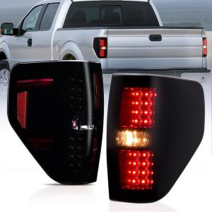 imageNilight Taillight Assembly Compatible with 2009 2010 2011 2012 2013 2014 Ford F150 Incandescent Type Styleside Upgrade LED Tube tail lights Rear Brake LampsLED Smoke