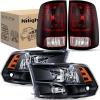 imageNilight Headlight Assembly 2009 2010 2011 2012 2013 2014 2015 2016 2017 2018 Ram 1500 2500 3500 Pickup Quad Headlamp Assembly Replacement Black Housing Amber Corner Clear LensOnly for Quad ModelsBlack Housing  Amber Reflector wTaillight