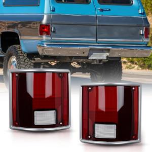 imageNilight Taillight Assembly Compatible with 1973 73 74 75 76 77 78 79 1980 81 82 83 84 85 85 86 87 88 89 1990 1991 Chevy C10 GMC CK Suburban Blazer Jimmy Tail Lights Rear Driver and Passenger SideDark Red